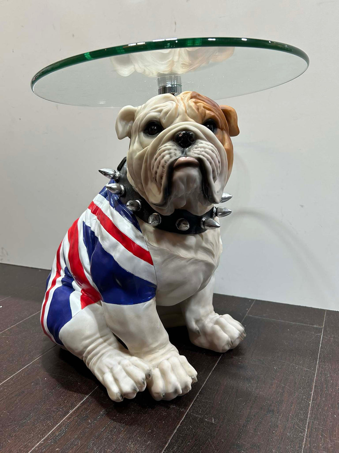 sitting English bulldog side table, Union Flag coat bulldog side table 