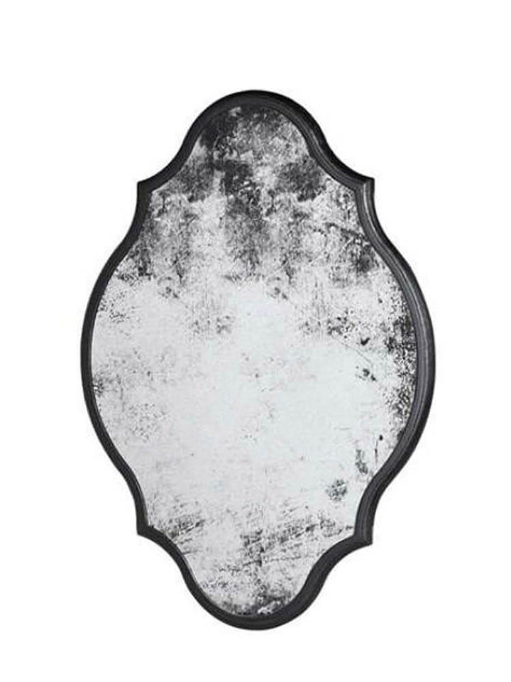 Small distressed effect wall mirror black
