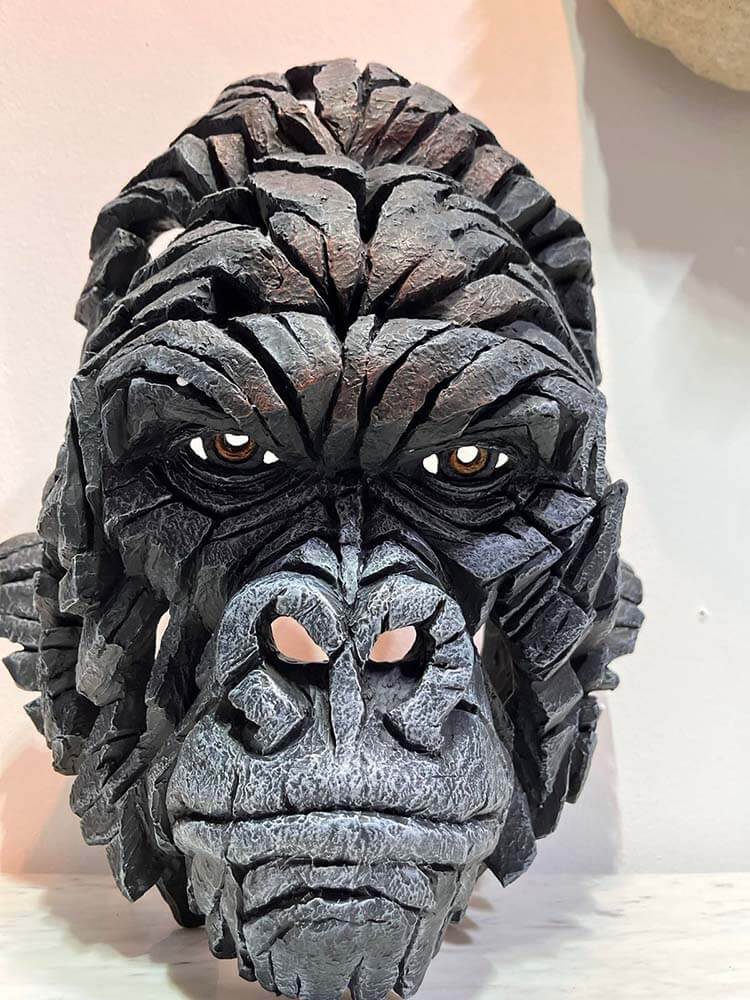 large outdoor gorilla head statue