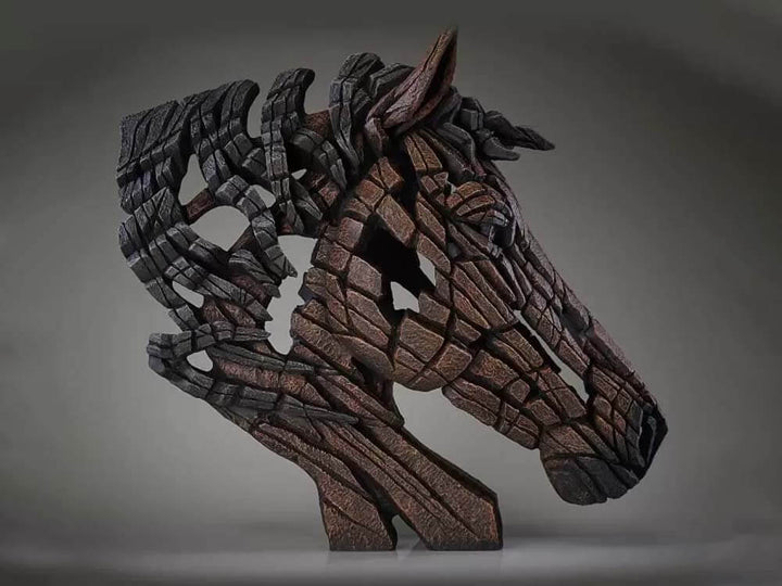 Edge Sculpture Large Horse Statue-Bay, Life Size Horse Bust Brown 