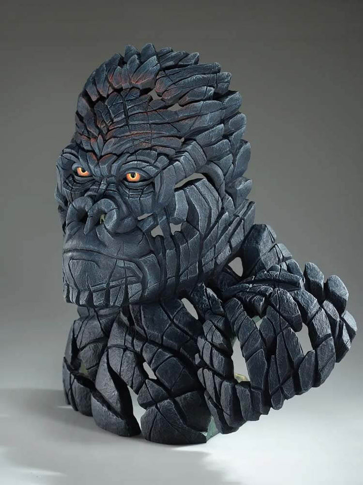 Black Mountain Gorilla Bust by Edge Sculpture - Hand-painted Charcoal black Ape by Matt Buckley