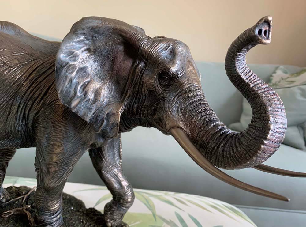 Large Elephant Statue with Raised Trunk