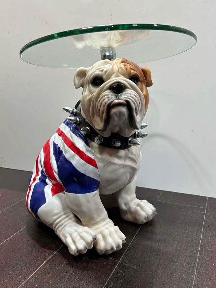 English Bulldog Side table Union Jack flag
