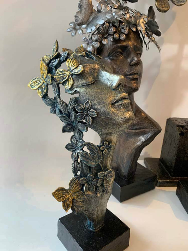Female figurines, butterfly face, home ornaments 