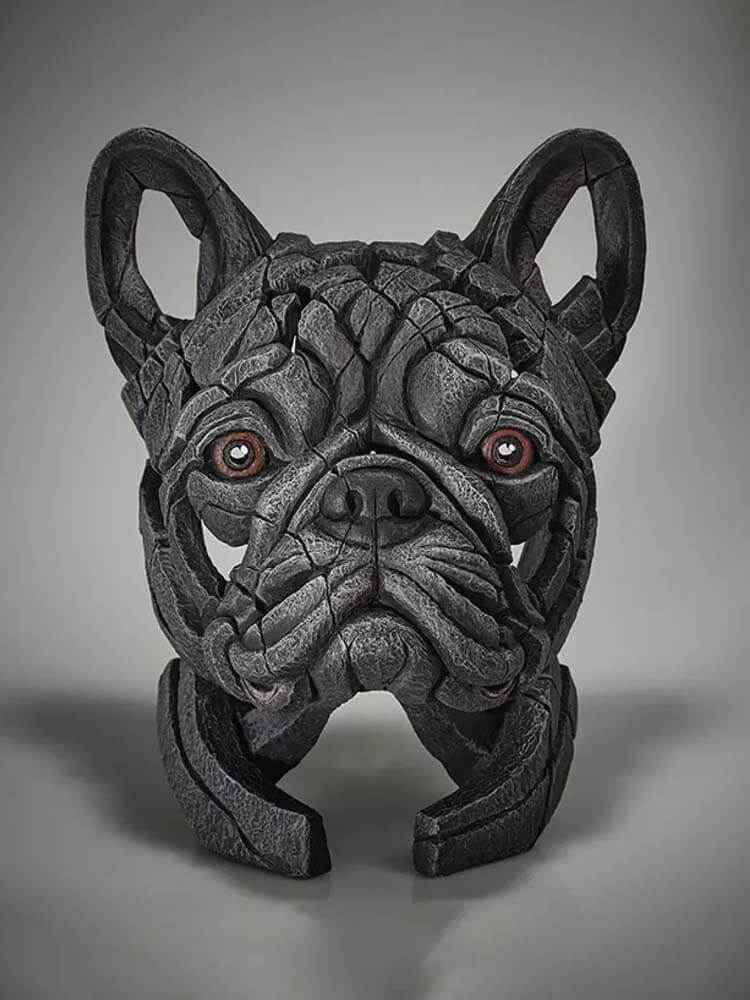 Edge Sculpture French Bulldog Bust Dark Blue, Black