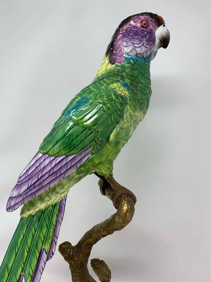 Large porcelain and bronze bird sculpture