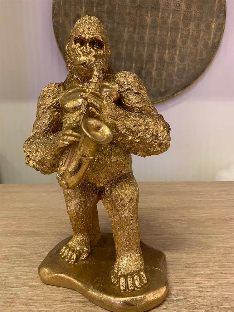 Music playing Gorilla gold figure