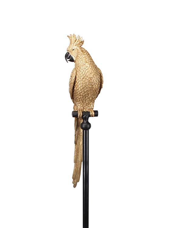 Decorative parrot sculpture on a stand  