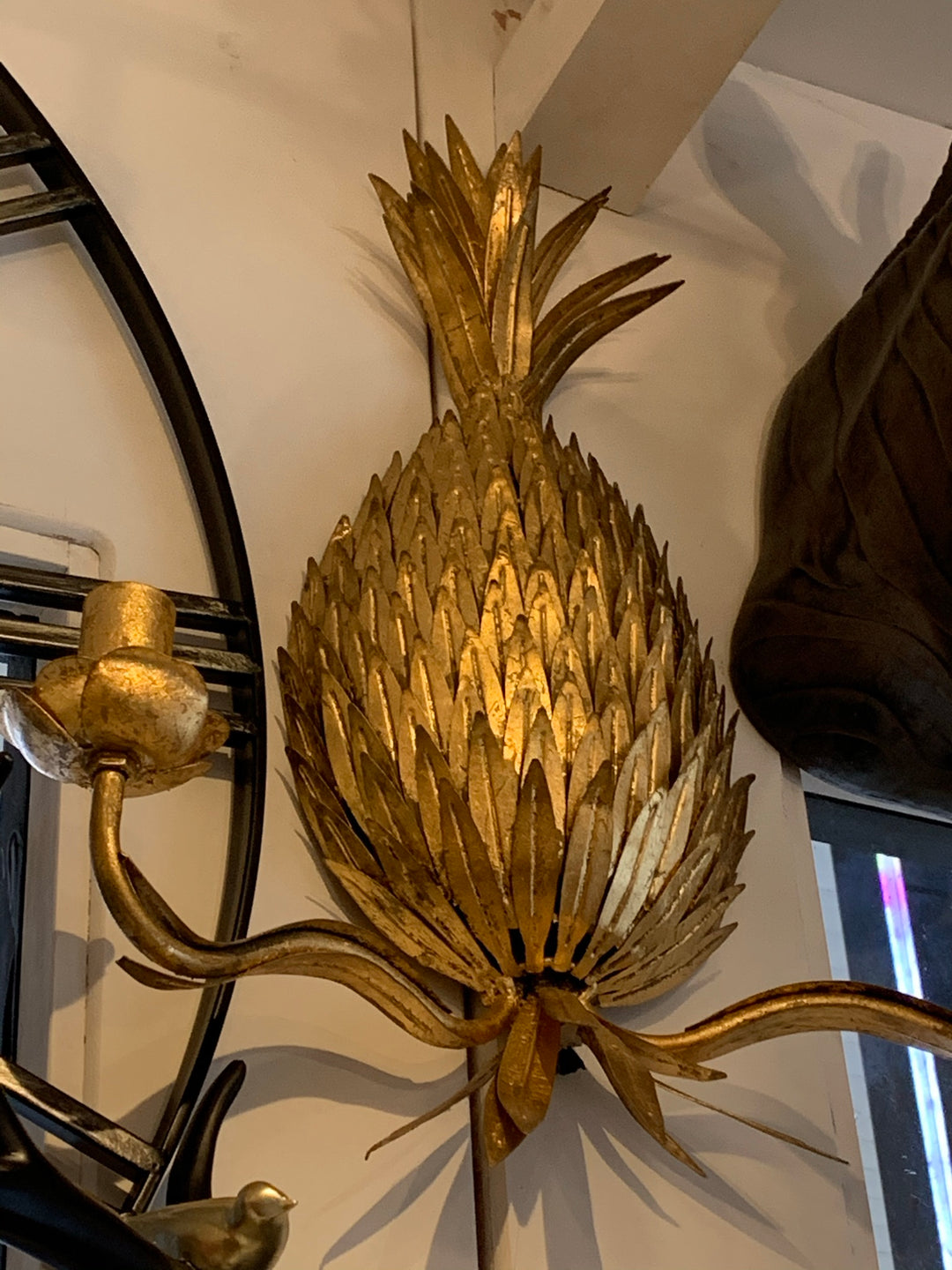 Golden Pineapple Wall Sconce, Pineapple Wall Light, Electric Wall Light