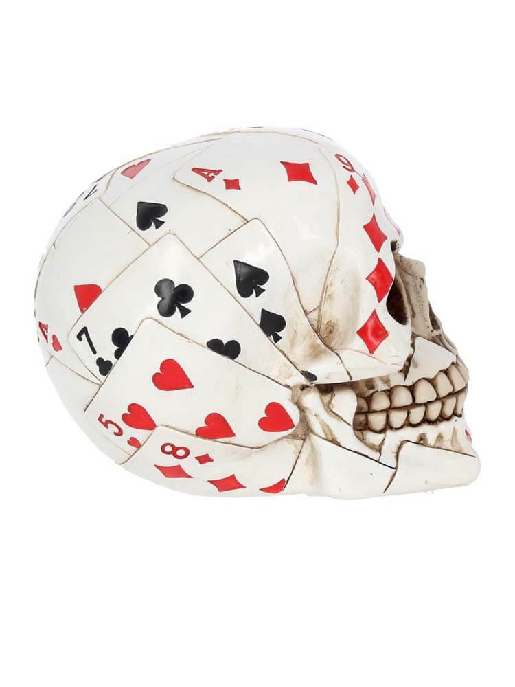 Skull with playing card design, Red Black Ace Spade Skull