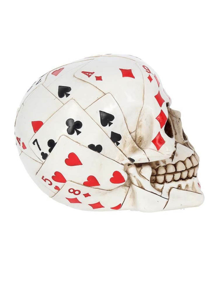 Skull with playing card design, Red Black Ace Spade Skull