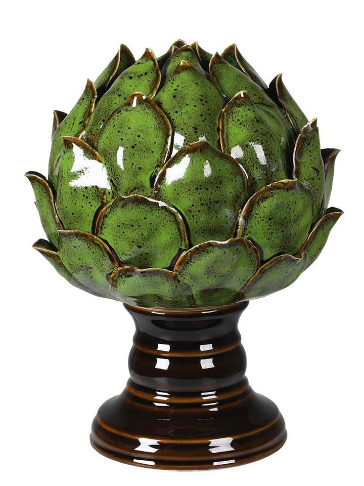 Green Ceramic Artichoke Ornament on base