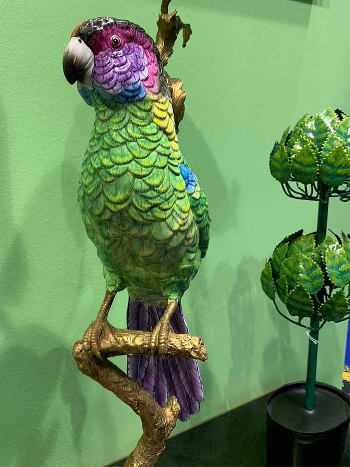 Glazed Porcelain Parrot Figurine handmade in bronze