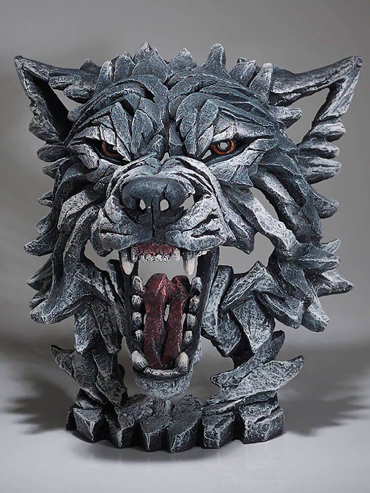 Grey wolf head, edge sculpture animal bust collection