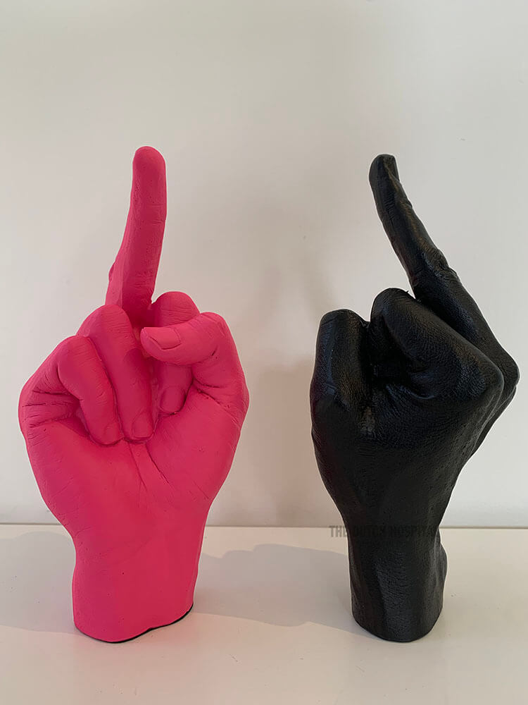 'The Finger' Neon Hand Sculpture, black middle finger statue 
