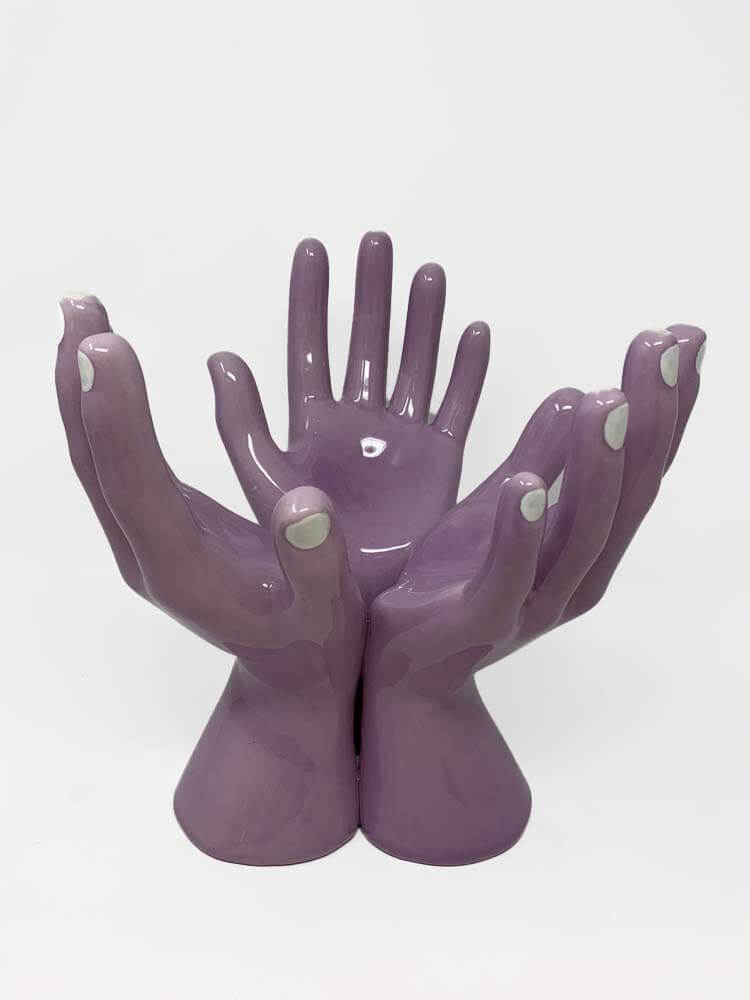 purple vase hand, sculptural vase, artistic home décor