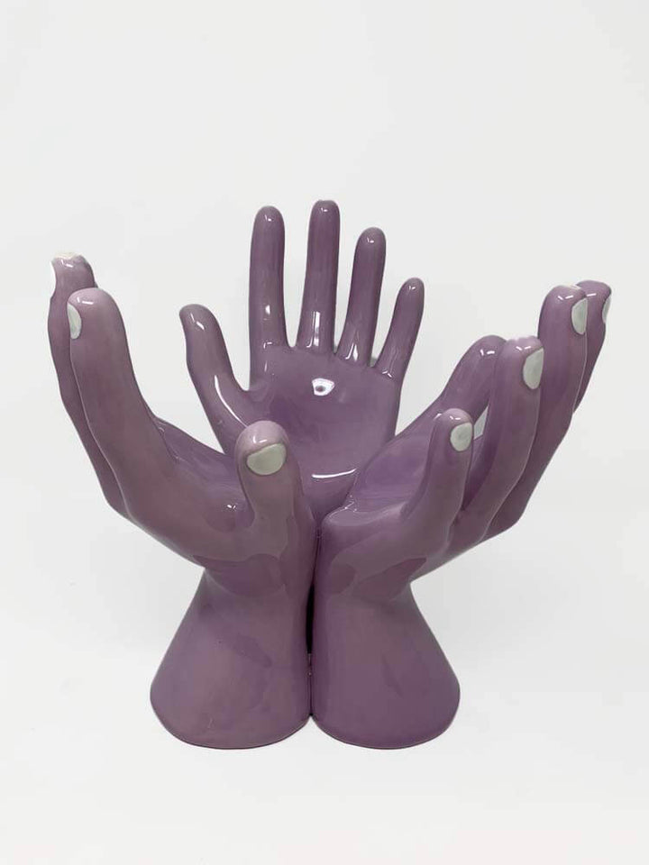 purple vase hand, sculptural vase, artistic home décor