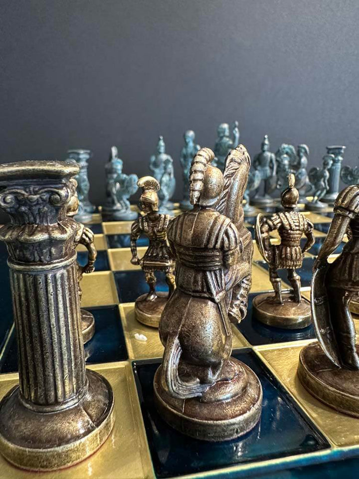 Large bronze wood chess set