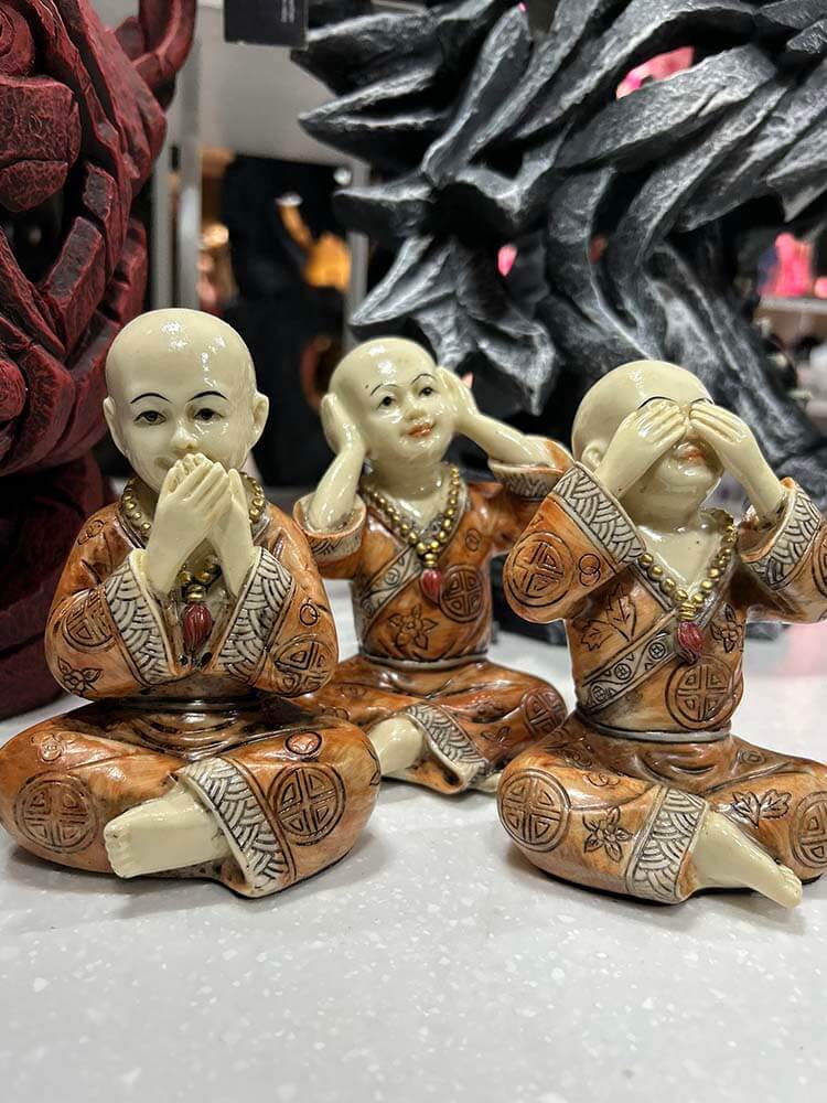 Three wise monks figurines - sitting 