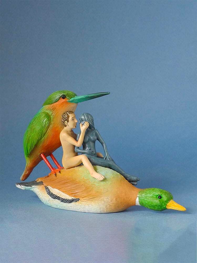 Sculptures of Hieronymus Bosch’s Garden of Earthly Delights: the Couple on a Duck 
