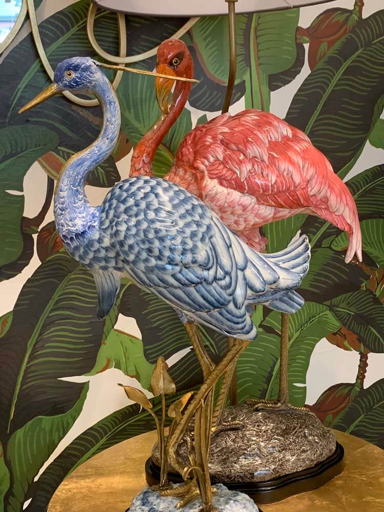 Graceful blue heron ornament standing on one leg. Crafted with fine detail, this decorative bird adds elegance, wildlife charm, and a sophisticated touch to shelves, mantels, or tabletops.