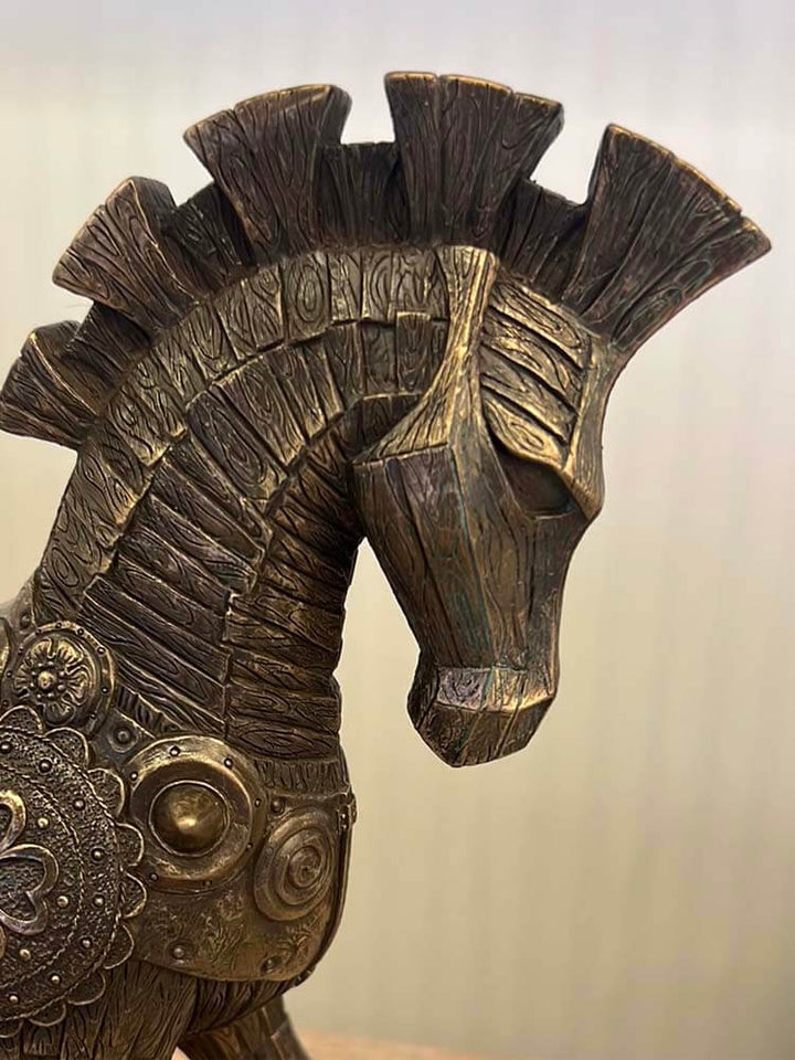 he cold cast bronze Trojan horse sculpture