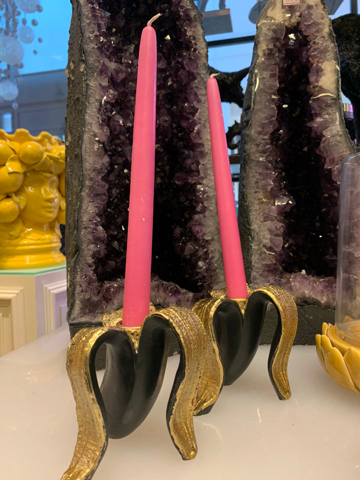 Black and Gold Banana Candlestick Holder