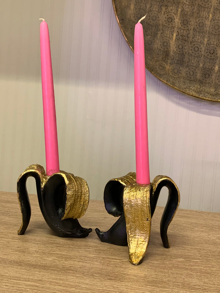 Black and Gold Banana Candlestick Holder