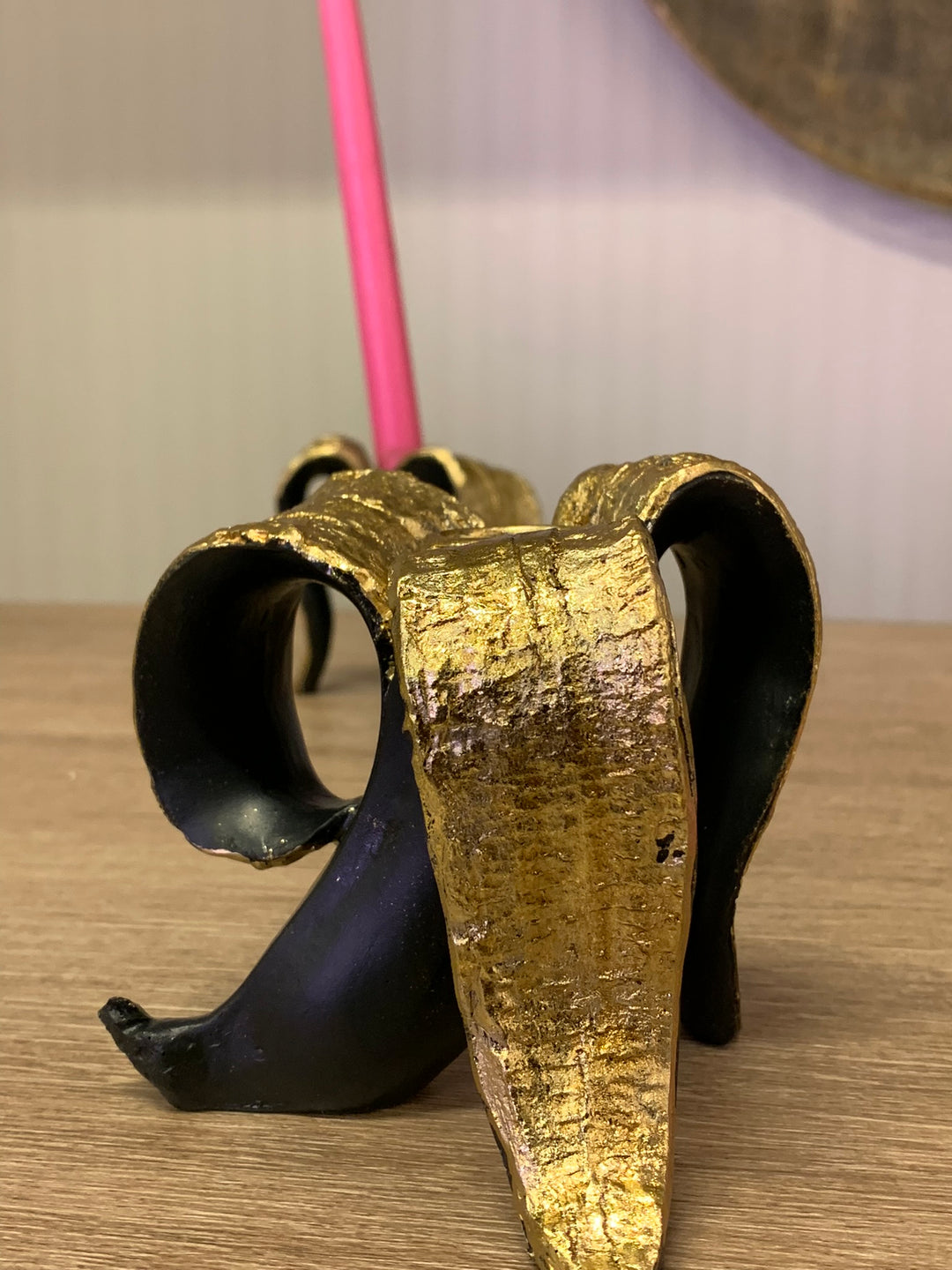 Black and Gold Banana Candlestick Holder