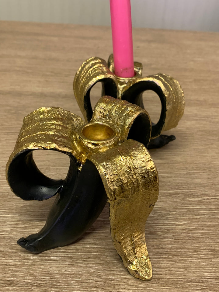 Black and Gold Banana Candlestick Holder