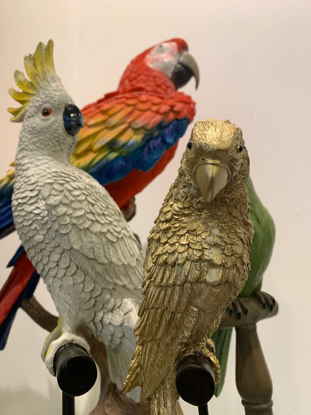 Gold Parrot on Perch, 35cm