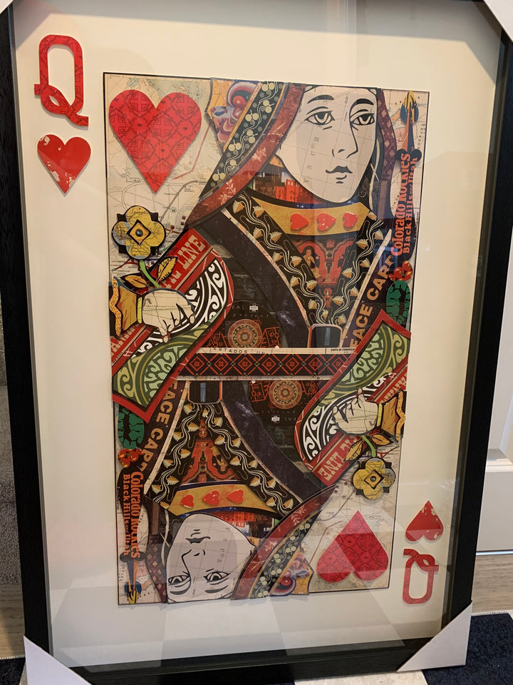 Queen of Hearts, Play Cards Queen Extra Large Collage Wall Art, 100 x 145cm
