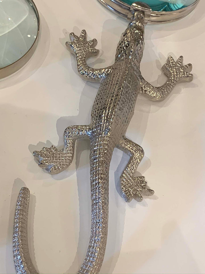 Crocodile Magnifying Glass Silver, 40cm