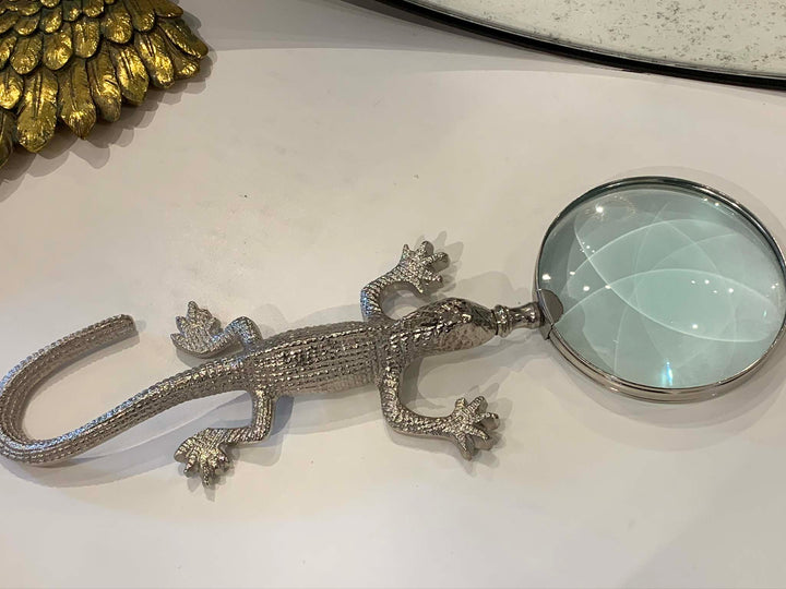 Crocodile Magnifying Glass Silver, 40cm