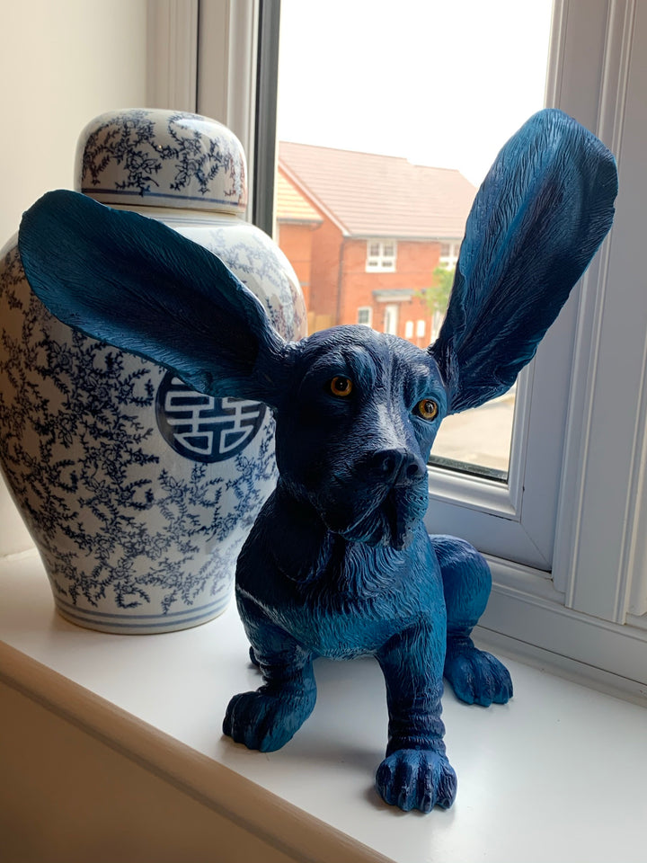 Eclectic blue basset hound dog figure 