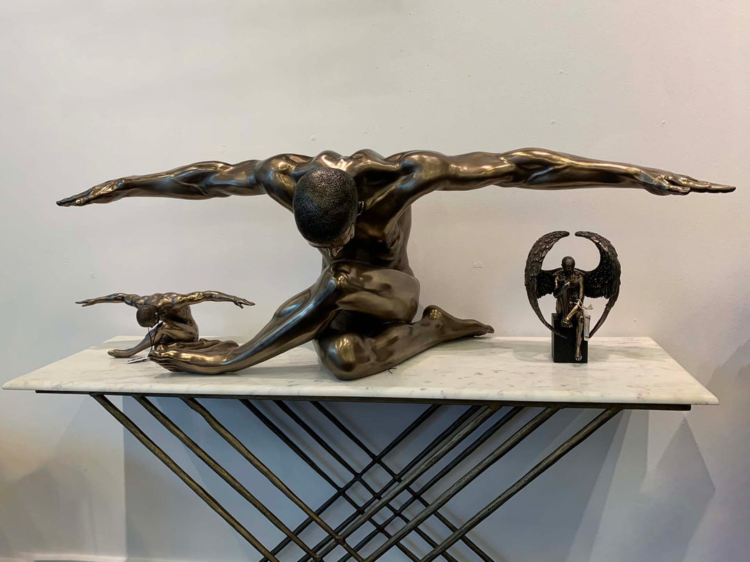 Male Nude Arms Outstretched Sculpture Bronze
