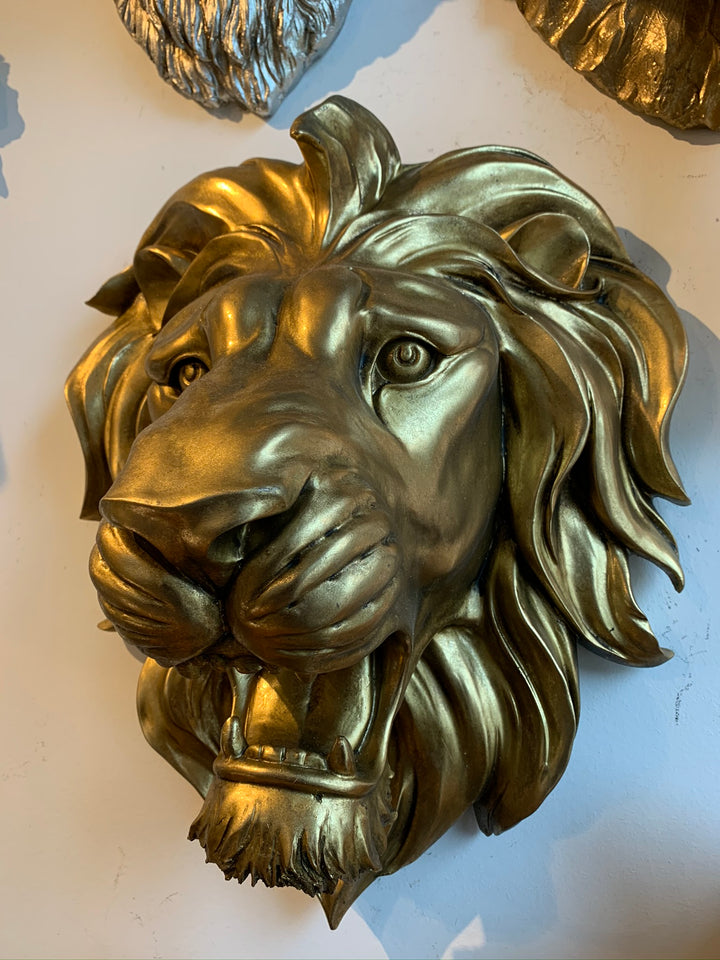 Lion Head Wall Mount Gold, 50cm