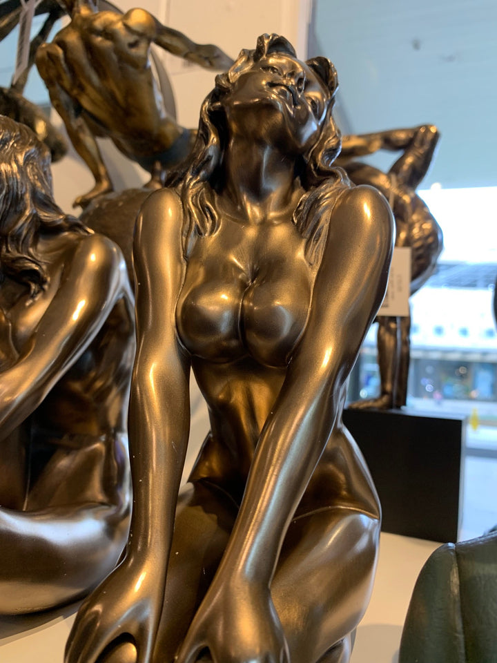 Bronze Plated Sculpture, Nude Female Figure, 22cm