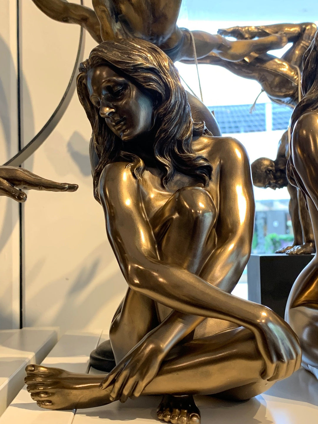 Bronze Plated Sculpture, Nude Female Figure, 22cm