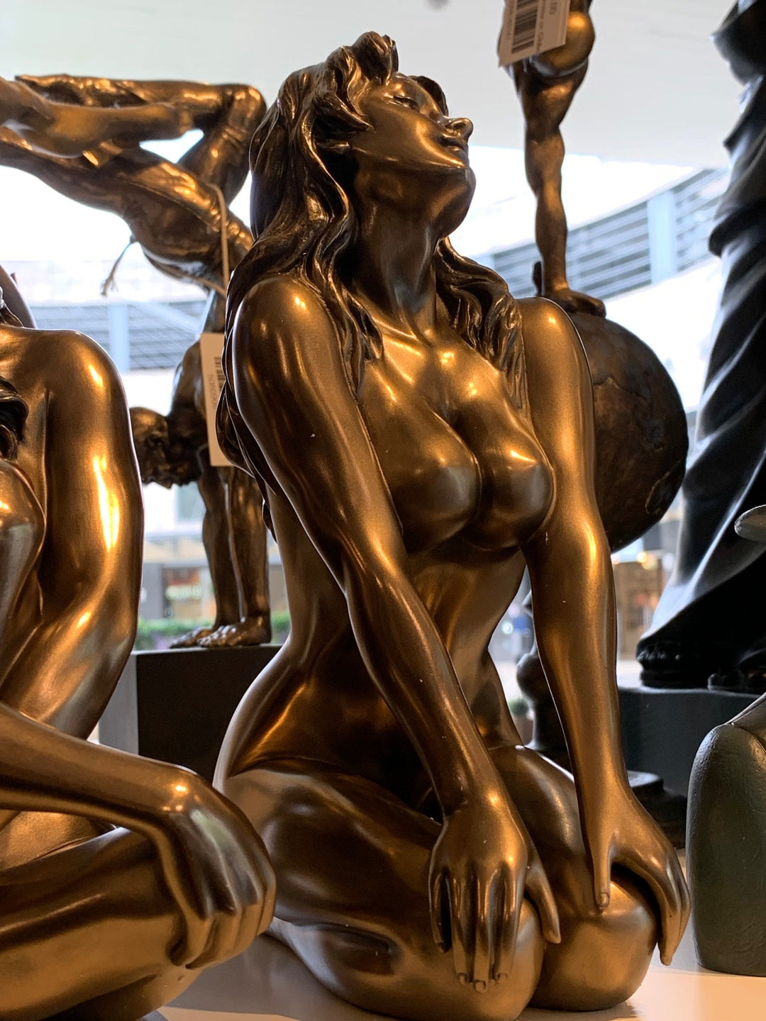 Bronze Plated Sculpture, Nude Female Figure, 22cm