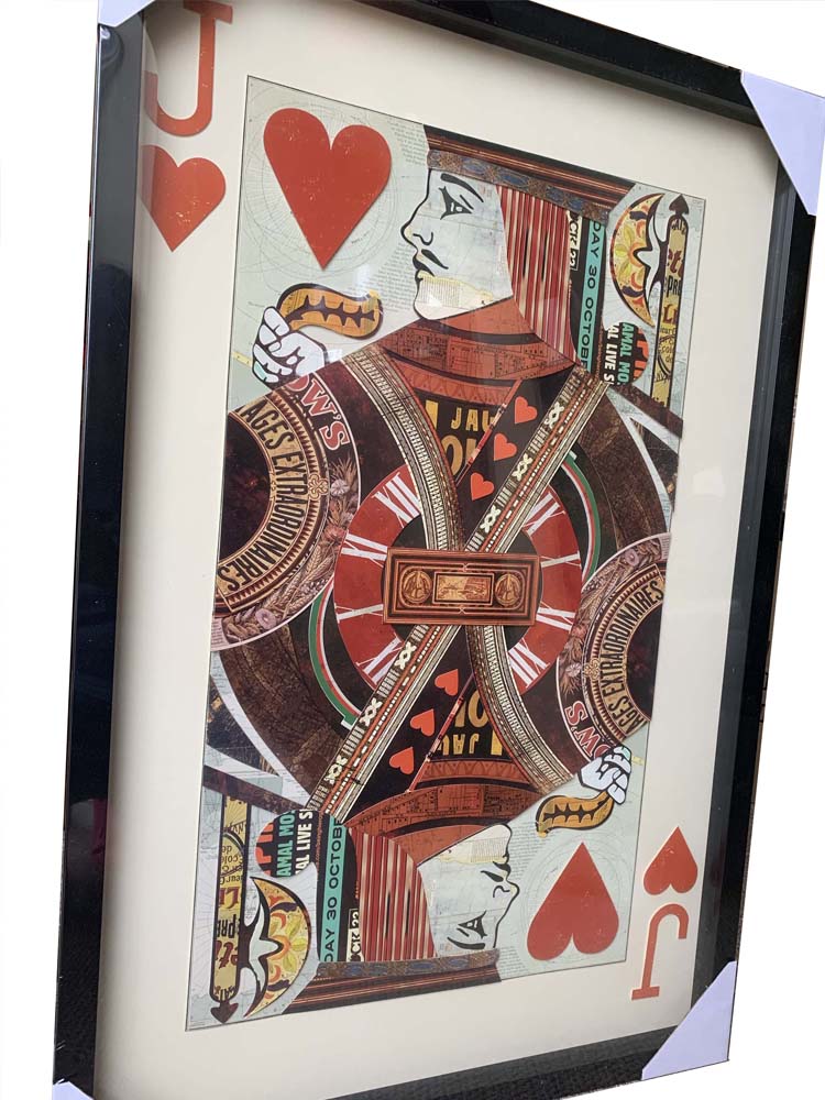 Jack of Hearts Playing Card Collage Framed Wall Art