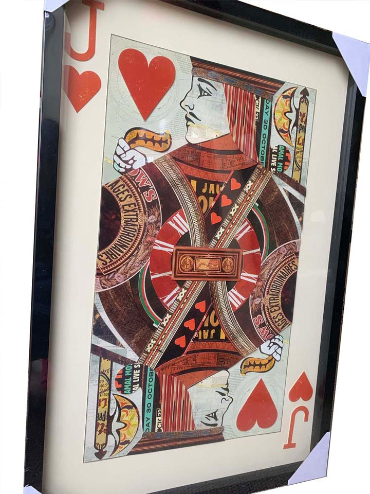 Jack of Hearts Playing Card Collage Framed Wall Art