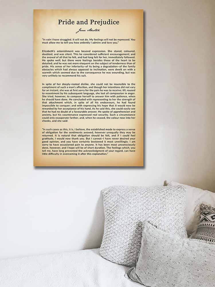 Classic literature Jane Austen - Pride and Prejudice book Canvas art print