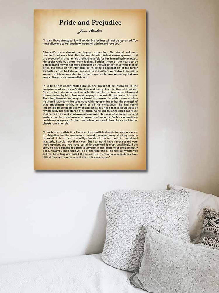 Classic literature Jane Austen - Pride and Prejudice book Canvas art print
