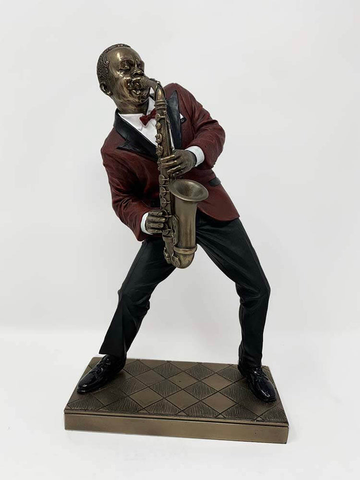 Jazz Musician Bronze Figurine, Sax Alto, American Jazz Band, 26cm