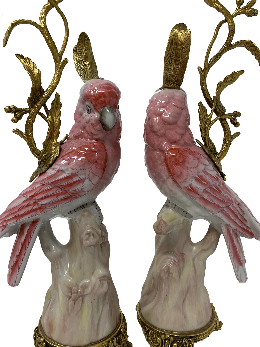 Pink Parrot Tapered Candle Stick Holder Ornament Figure Sculpture Decoration