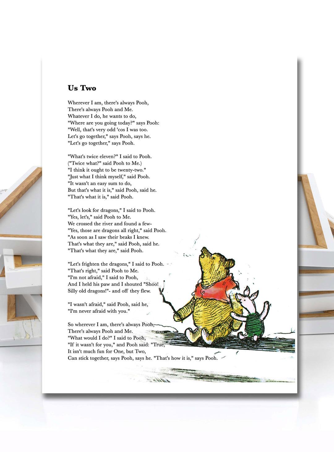 Winnie The Pooh Wall Art Canvas, Us Two, poem by A. A. Milne