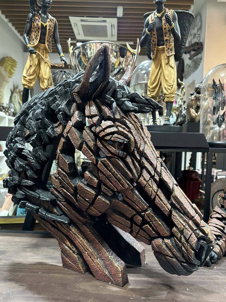 Life Size Horse Bust Brown, Large Horse Statue-Bay by Edge Sculpture 