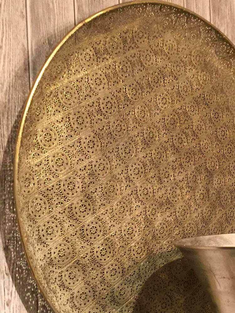 Large round  antique gold filigree decorative wall disc