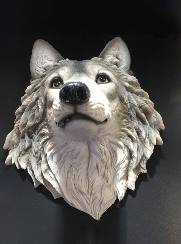 Grey Wolf Wall Head Sculpture